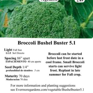 Evermore Gardens Broccoli Bushel Buster Broccoli Hybrid Seeds