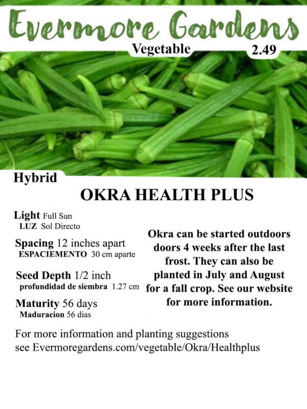 Evermore Gardens Health Plus Okra Health Plus Okra Hybrid Seeds