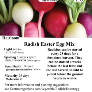 Evermore Gardens Easter Egg Mix Radish Easter Egg Mix Radish Heirloom Seeds