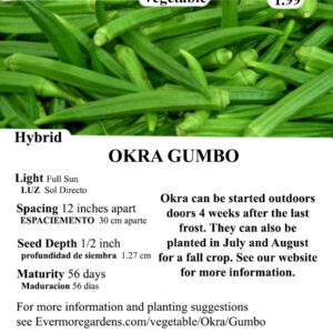 Evermore Gardens Gumbo Okra Gumbo Okra Hybrid Seeds