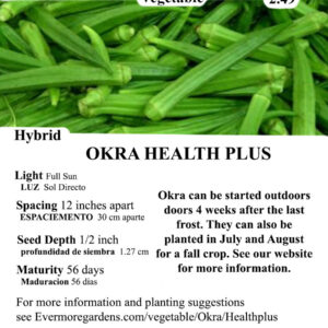 Evermore Gardens Health Plus Okra Health Plus Okra Hybrid Seeds