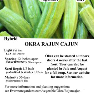 Evermore Gardens Rajun Cajun Okra Rajun Cajun Okra Hybrid Seeds