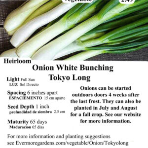 Evermore Gardens White Bunching Tokyo Long Onion Heirloom Seeds