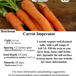 Evermore Gardens Carrot Imperator Heirloom Seeds